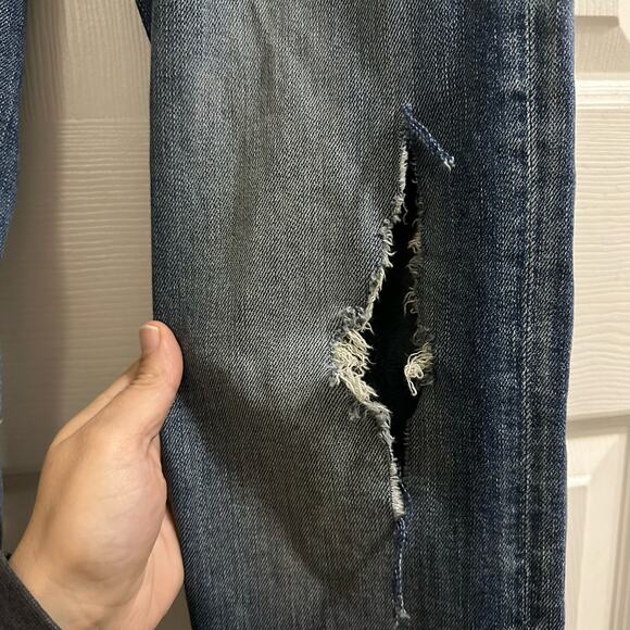 ZARA Basic Z1975 Denim Women's Rolled up embellished distressed Jeans Size US 8 - Picture 4 of 13